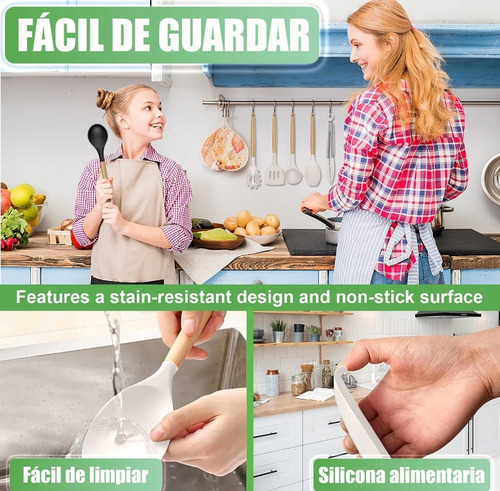 Utensilios De Cocina De Silicona Cuchillos Cucharas Tabla Blanco