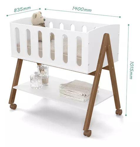 Mini Cuna Colecho Liv Blanco/eco Wood Con Ruedas - Kidscool