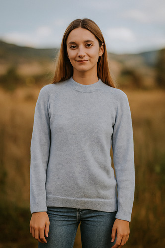 Sweater Pullover Lana De Alpaca Liso Peinado