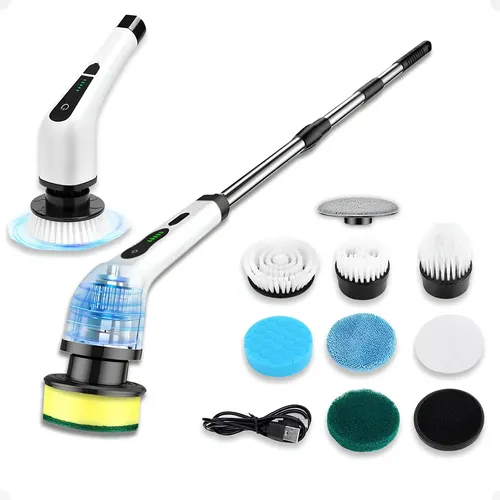 Escova Elétrica de Limpeza Rotativa Bivolt com Cabo Extensor e 9 Acessórios