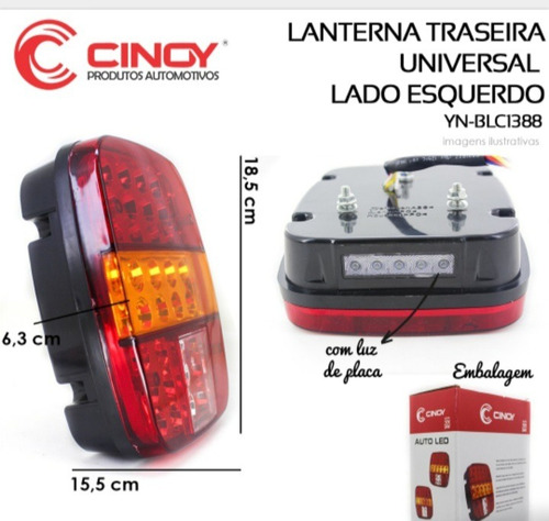 Imagem 2 de 3 de Par Lanterna Traseira Marmitao Led 12 Ou 24v Com E Sem.vigia