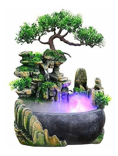 Fuente Cascada Con Rocas Humidificador Atomizador Luces Led