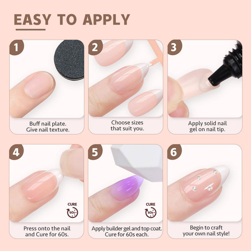 Uñas De Gel French Tips Press On Nails, 150 Unidades, 5 Colo
