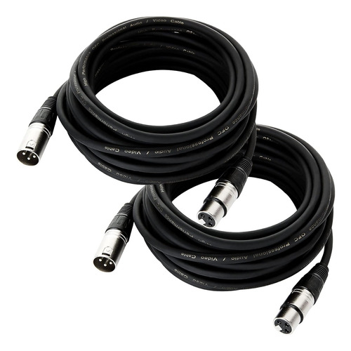 Cable Xlr Abuff 7.6 M ,de Macho A Hembra, Pack 2 Negro