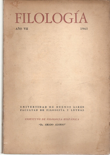 Revista Filologia Año 7 1961