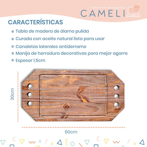 Set Picada Asado Tabla Cocina + X6 Platos Parrilla Familiar Set Premium Familiar De Tabla Y 6 Platos Rectangulares Roble Oscuro