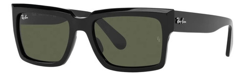 Óculos de sol Ray-Ban Inverness Standard armação de acetato cor polished black, lente green clássica, haste black de acetato - RB2191