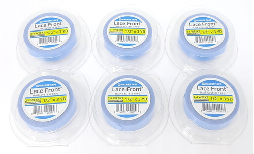 Fita Adesivo Lace Front Azul 3 Metros - Kit Com 6 Fitas