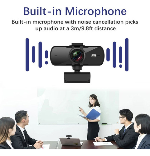 . Webcam 2k Full Hd 1080p Cámara Web Enfoque Automático Con