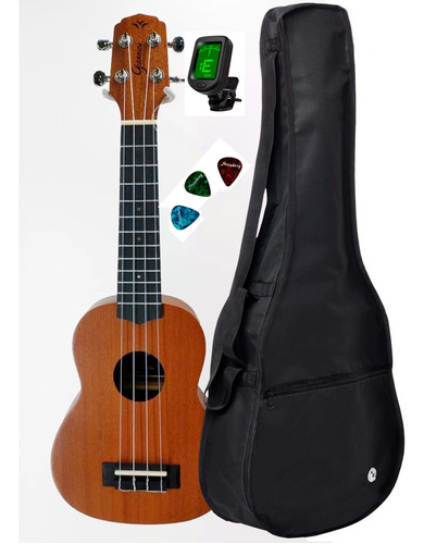 Ukulele Soprano Acoustik Guk-21 Ws+ Capa+ Afinador +paletas Cor Marrom