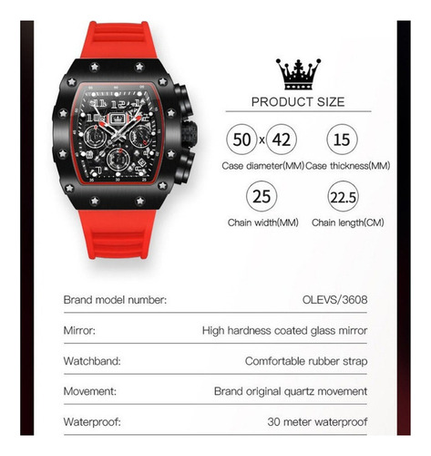 Reloj Casual Con Cronógrafo Tipo Esqueleto Mini Focus 3608