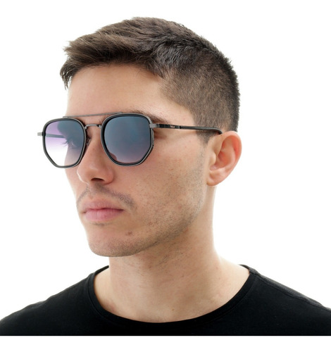 Imagem 1 de 4 de Óculos De Sol Masculino Polarizado Reto Moderno Case E Nota