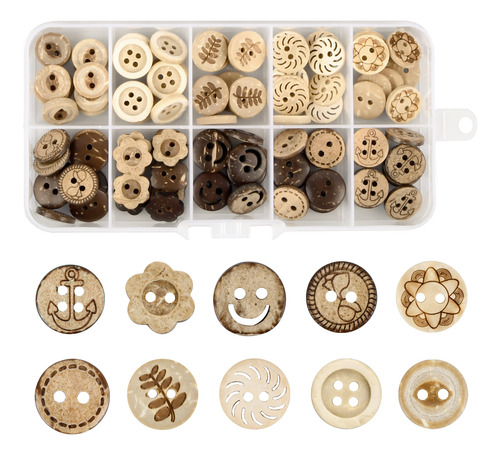 Botones De Costura De Madera De 100 Piezas