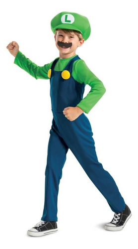 Disfraz Nintendo Luigi Bross Fancy  Talla 4-6 Años