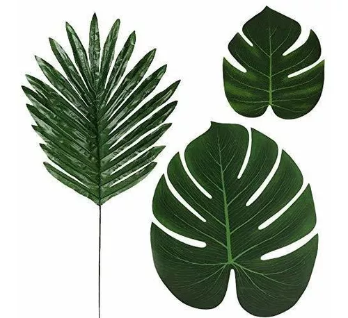 Hojas de palma artificiales, 36 piezas de hojas verdes falsas, hojas de  Monstera sintéticas tropicales para safari, selva, hawaiano, Luau, fiesta