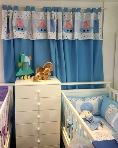 Cortinas Artesanales Infantiles Con Bando Y Apliques Velero