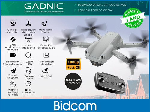 Imagen 2 de 10 de Drone Gadnic Con Vuelo Smart Con Control + 2 Baterías