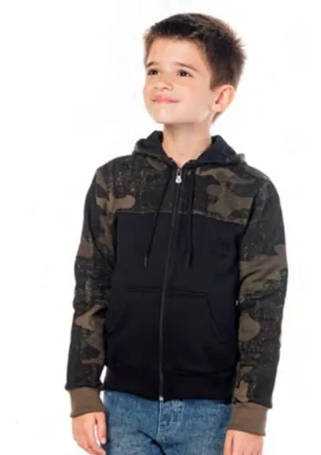Jaqueta Infantil Moletom Yellowl Com Recorte Camuflado Y1871