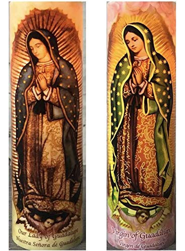 Nuestra Señora Guadalupe Virgen 2 Led Llama Devocion Vela W