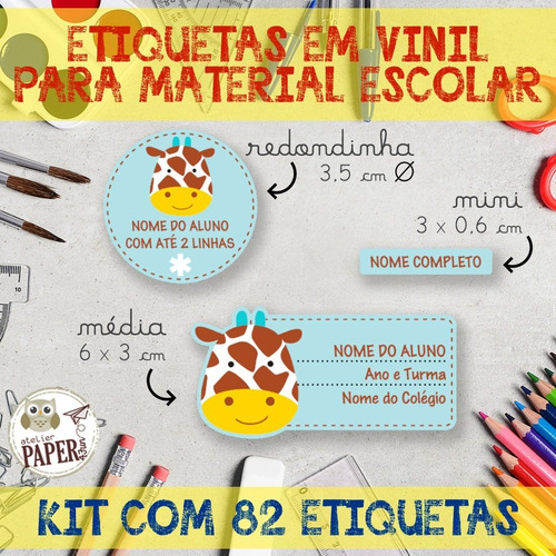 Imagem 7 de 10 de Kit Com 82 Etiquetas Escolares Em Vinil - Skip Hop =)