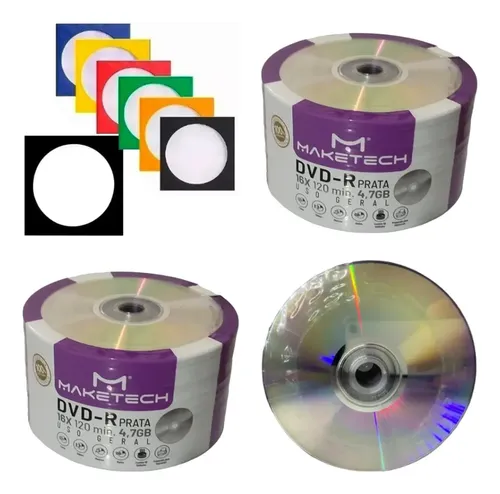 10 Mídia Dvd Maketech Prata Logo 4.7gb 120min - Grava Jogo