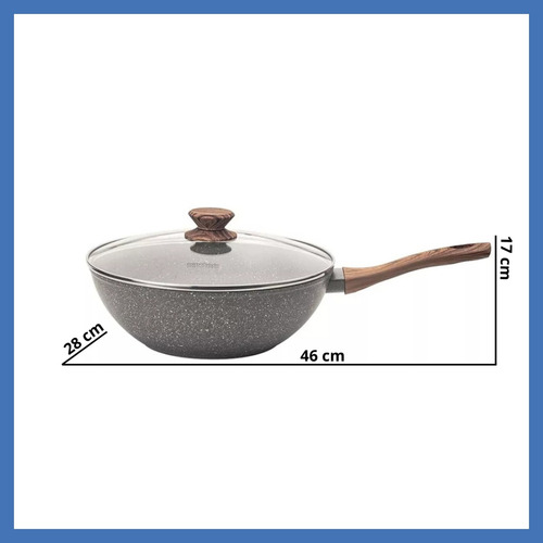 Panela Wok Frigideira Antiaderente Com Tampa Cook Mimo Style