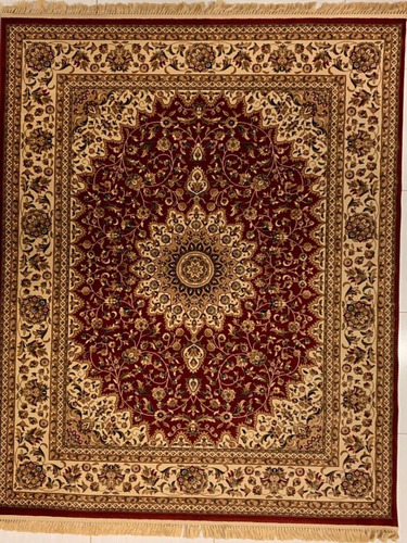 Tapete Alanya 2.5x2m Vermelho Persa Kermansha Tabriz Industr Cor Bordô Desenho Do Tecido Clássico