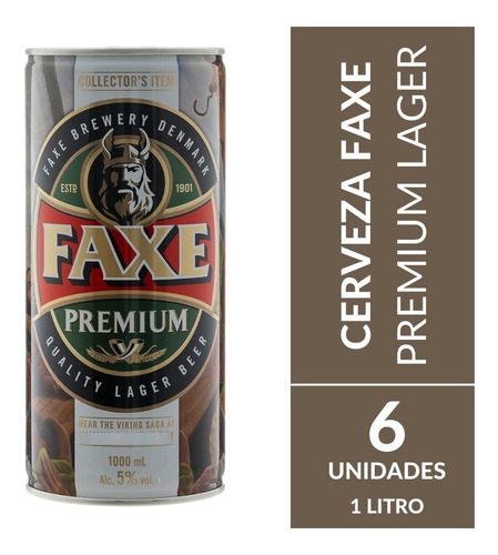 Imagen 2 de 10 de Cerveza Faxe Premium Lager Pack 6 X 1 Litro
