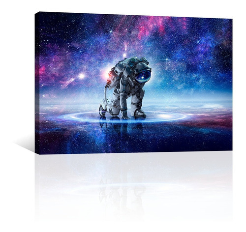Cuadro Decorativo Espacio Canvas Astronauta Sobre Estrellas