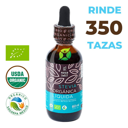 Stevia Orgánica Líquida Concentrada 60ml Rinde 350 Tazas