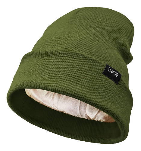 Gorro Con Forro De Saitn, De Punto Acrílico, Para Invierno