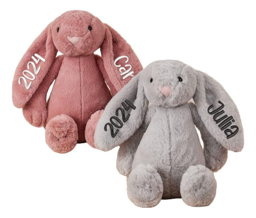 Conejo De Pascua Personalizado Con Nombre Bordado 30 Cm
