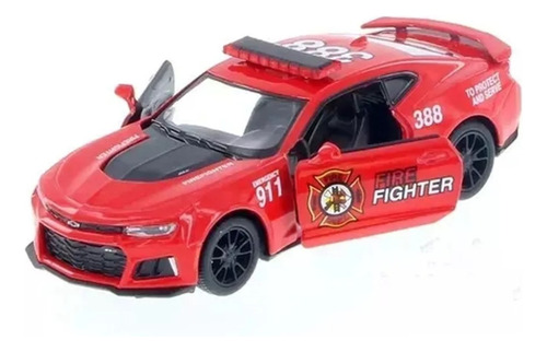 Carrinho Miniatura De Ferro Camaro Bombeiro Fricção Coleção Cor Vermelho