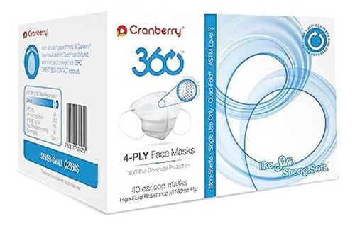 Mascarilla Facial Cranberry 360 Earloop Nivel 3, Plateada, (