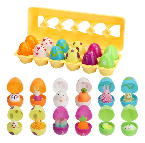 Creahappy Juego 12 Huevo Pascua Pintado Plastico Prellenado