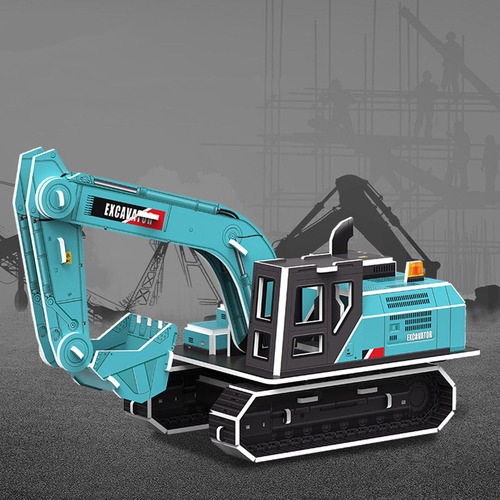 2 Rompecabezas De Construcción 3d De Papel 3d, Excavadora S