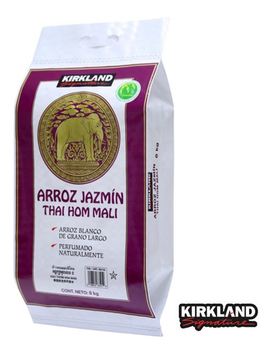 Kirkland Arroz Jazmín Thai Hom Mali 8 Kg Premium Tailandia