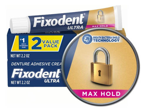 2 Pack Fixodent Crema Adhesiva Ultra Max Hold 62 Grs Nueva