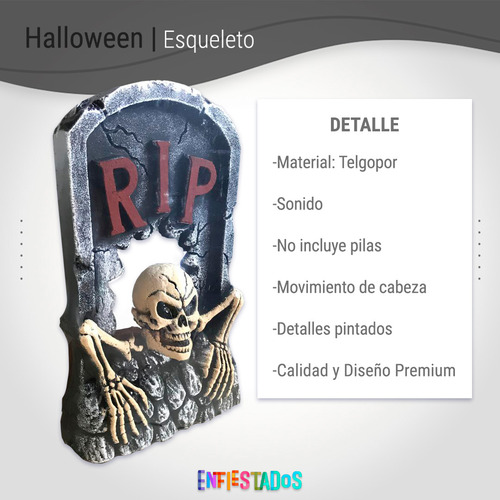 Decoracion Cotillon Halloween Lapida Tumba Movimiento Y Luz