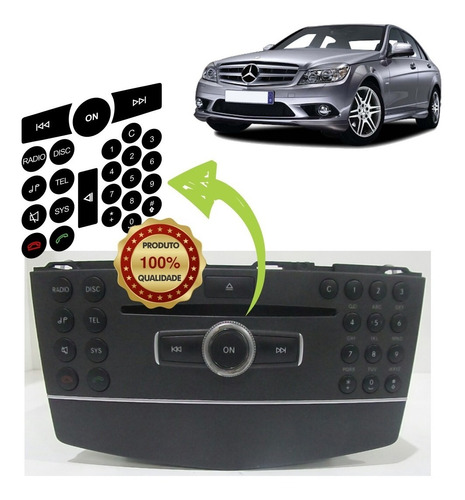 Adesivos Botões Rádio Mercedes W204 (c180 | C200, Etc)
