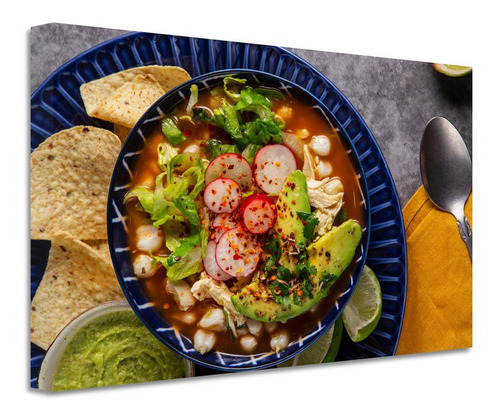 Cuadro Pozole Comida Mexicana Canvas Grueso 60x40 Mch1