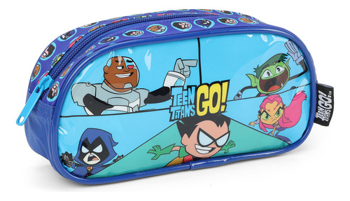 Estojo Simples Escolar Jovens Teen Titans Go Dc Ei39704 Cor Azul