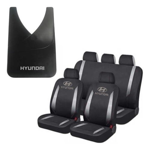 Juego Funda Tela Negro Plateado + Barrero Universal Hyundai