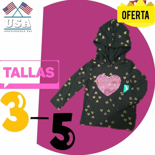 Sweater Con Capucha Para Niña Importado De Usa