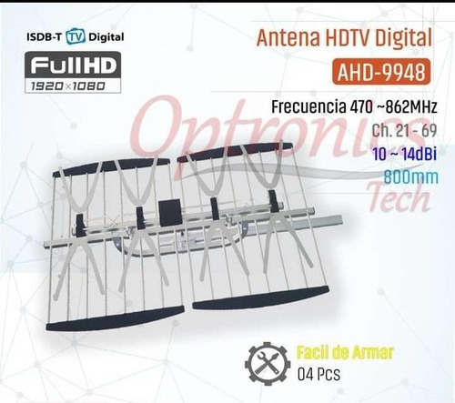 Antena De Tv Digital (tdt) Ahd-9948 Exteriores Full Hd