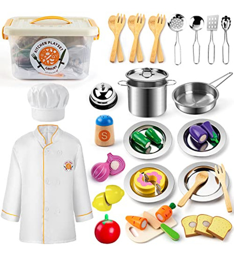 Juboury Juego De Cocina De Juguete  Accesorios De Cocina De