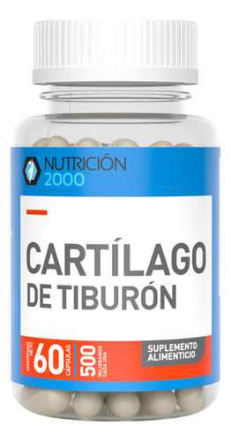 Cartílago De Tiburón Pro 60 Cápsulas 500 Mg Nutrición 2000 Sabor Sin Sabor