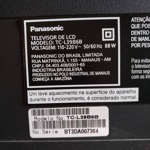 Imagem 1 de 2 de Panasonic Tv Led Tc-l39b6b Completo Ou Placas/peças