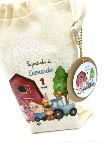 Lembrancinha Ecobag Saquinho Fazendinha Estampados 5 Un