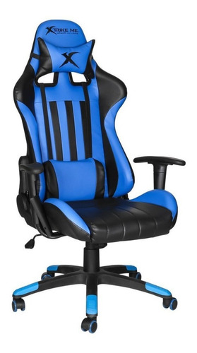 Silla de escritorio Xtrike Me GC-905 gamer ergonómica  azul y negra con tapizado de cuero sintético